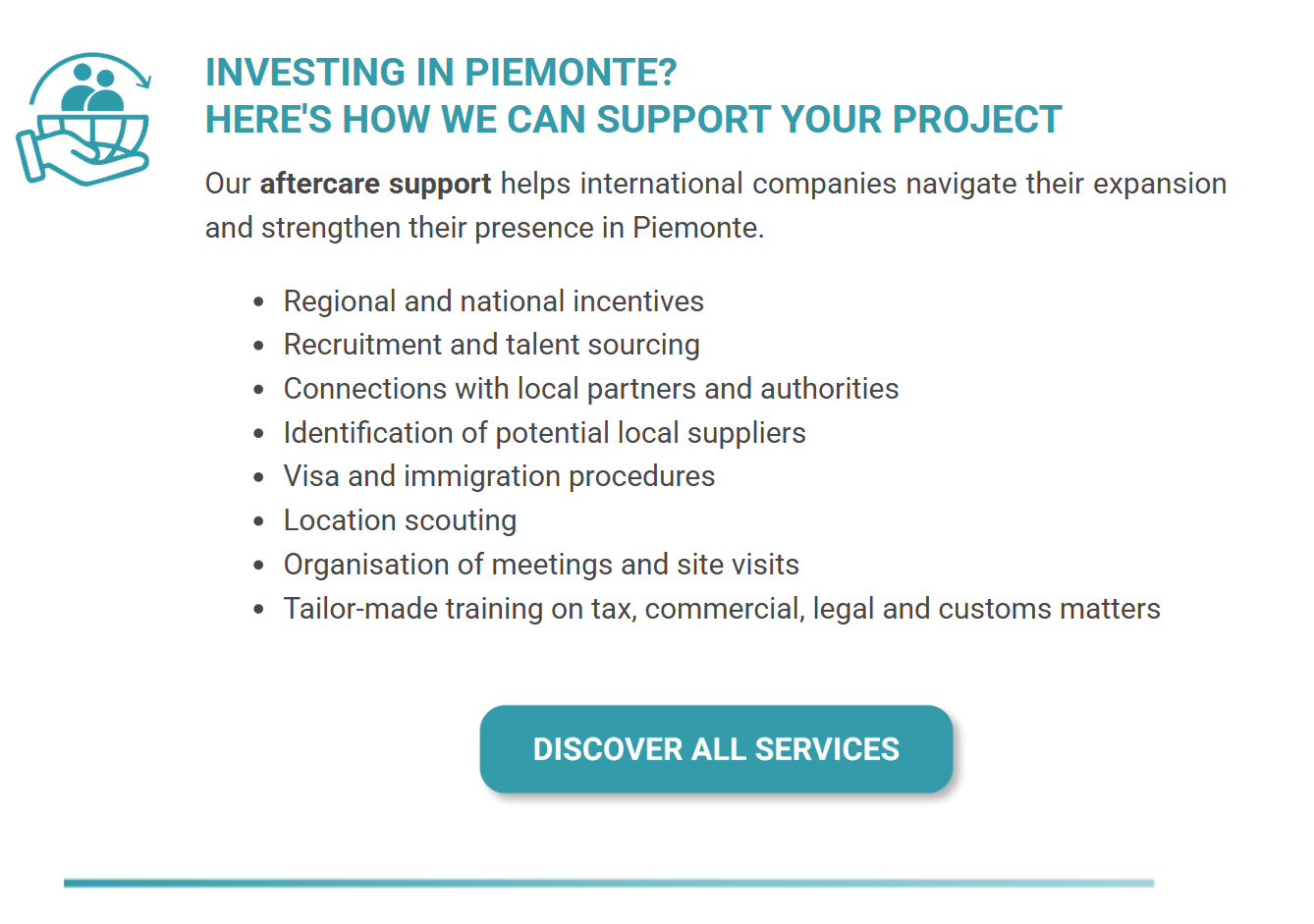 Services for Investors in Piemonte